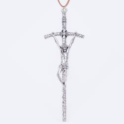 Papal cross on a thong for confirmation 13.5 cm