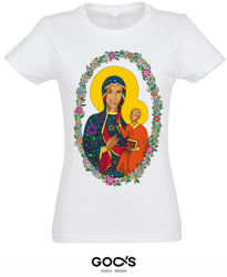 Women's Christian T-shirt CZĘSTOCHOWSKA MOTHER GOD IN LUDOWA STYLE