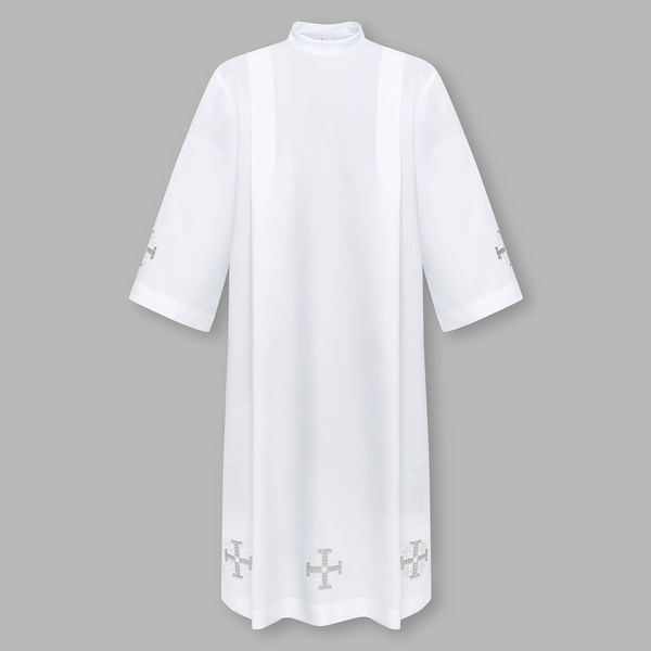 Embroidered priest's robe with cross motif and zipper on shoulder