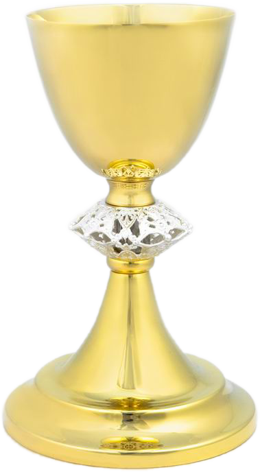 Gilded Mass chalice with silver nodus, 19 cm high