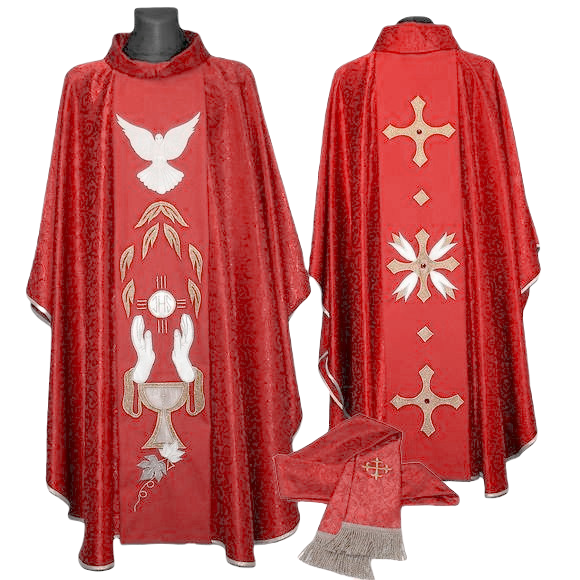 Red chasuble with the Holy Spirit