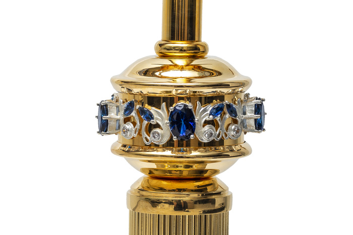 Large monstrance, gilded , decorated with stones with a height of 83 cm