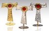 Gilded brass reliquary in the shape of the Franciscan symbol "tau" with a height of 20 cm