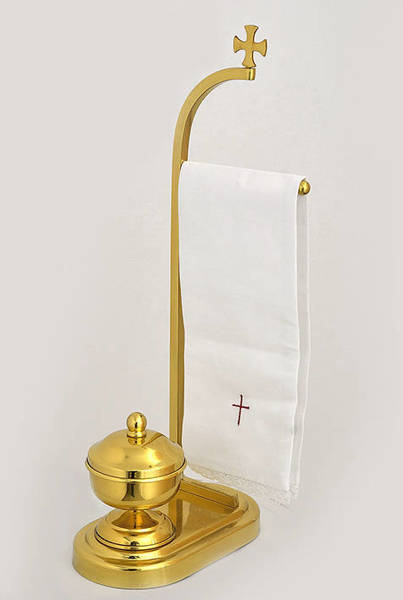 Lavabo with napkin holder brass high. 36cm