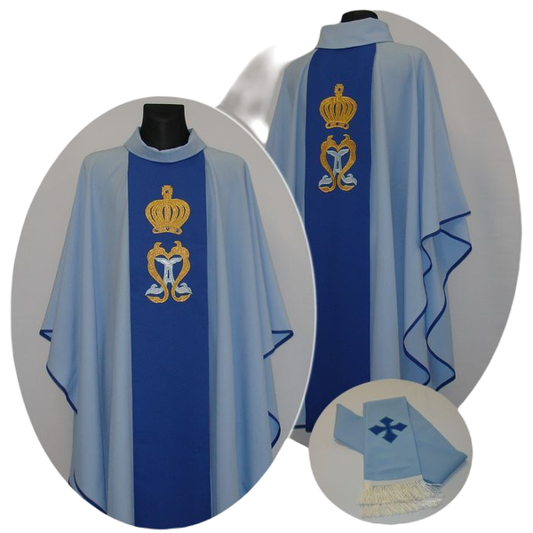 Marian chasuble, blue