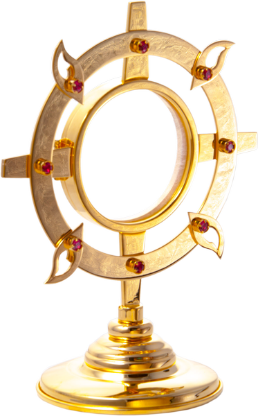Monstrance decorated with rubies with a height of 20 cm