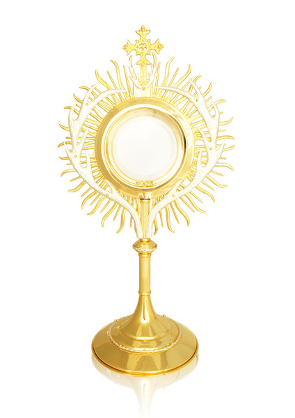 Gold-plated, brass monstrance for a large host 60 cm high