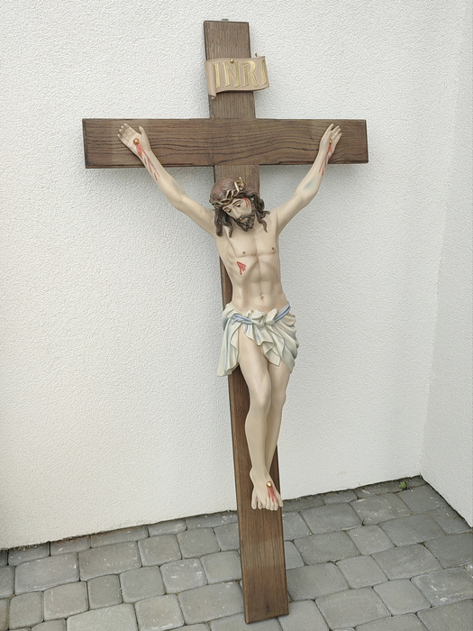 Body of Christ 100 cm on the cross - Figure (156×78 cm)