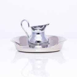 Baptismal dish with bowl, chrome-plated