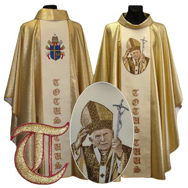 Gold chasuble with John Paul II