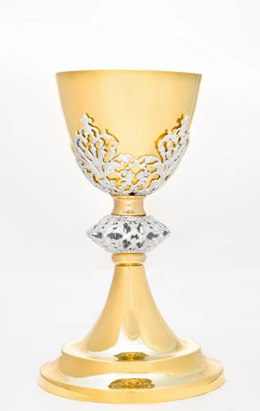 Gilded Mass chalice with silver nodus, 19 cm high