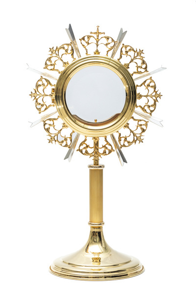 Gilded brass monstrance with large luna 53 cm high