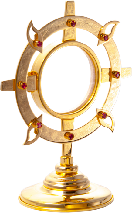 Monstrance decorated with rubies with a height of 20 cm