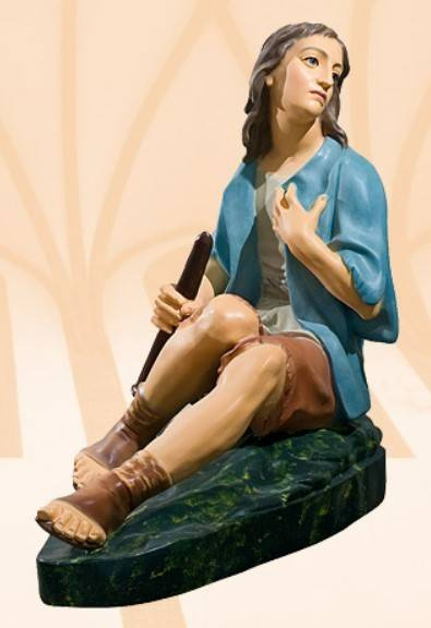 Shepherd with flute sitting - Nativity scene figure (71 cm)