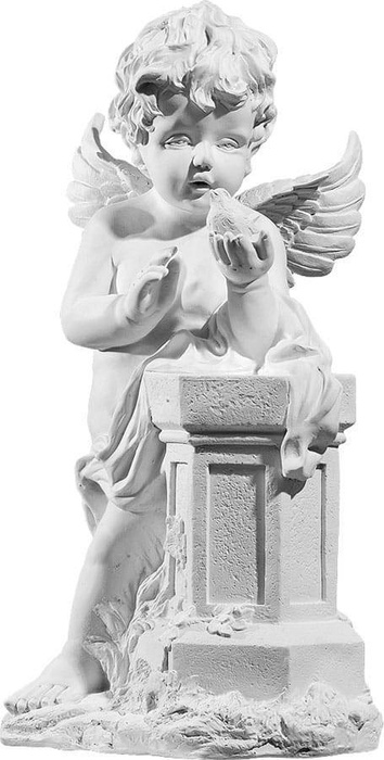 Angel standing by a column with a dove on his hand - figure (52 cm)