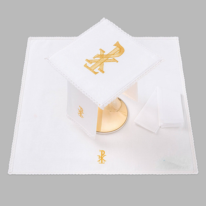 Oltárny kalich plátno zdobené čipkou PX gold