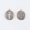 Medallion with the image of St. Benedict with ornament in gold clor