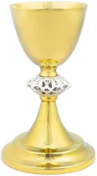 Gilded Mass chalice with silver nodus, 19 cm high