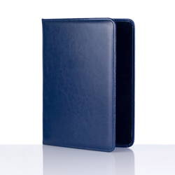 Cover, briefcase for documents leather navy blue A5