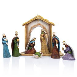 Large Christmas nativity scene resin stable 27cm