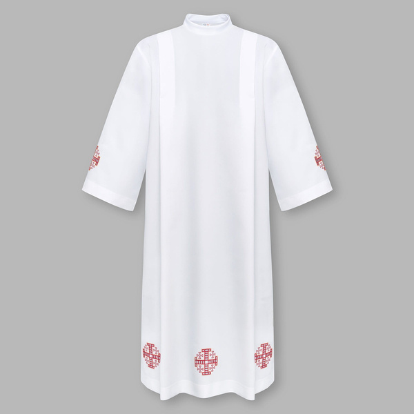 Embroidered priest's robe with cross motif and zipper on shoulder