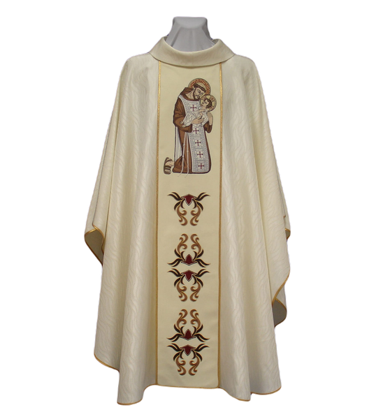 Chasuble with an image of St. Francis adoring the infant Jesus