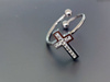 Ring with cross and gemstones adjustable