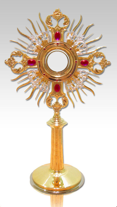 Monstrance decorated with stones with a height of 50 cm