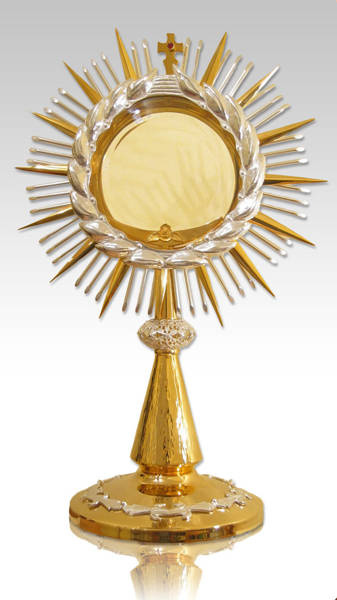 Gilded and silver-plated monstrance with a height of 45 cm