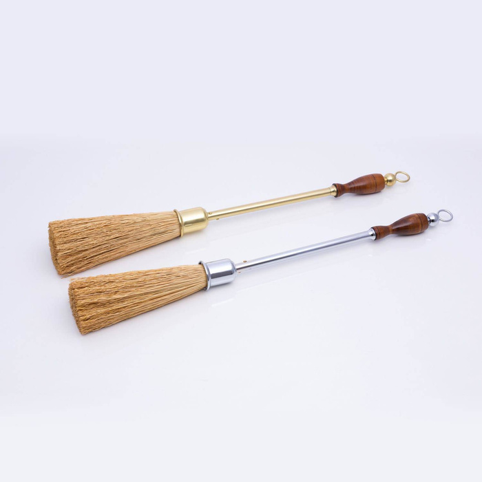 Chrome dropper with wooden handle, small 55cm