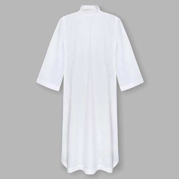 Airy elan cotton priest's alb with shoulder zipper