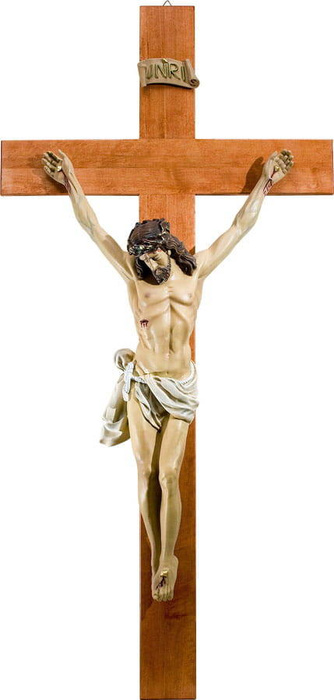 Body of Christ 80 cm on the cross - Figure (125×60 cm)