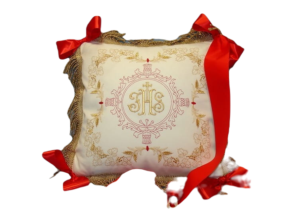 Eucharistic processional cushion decorated with embroidery