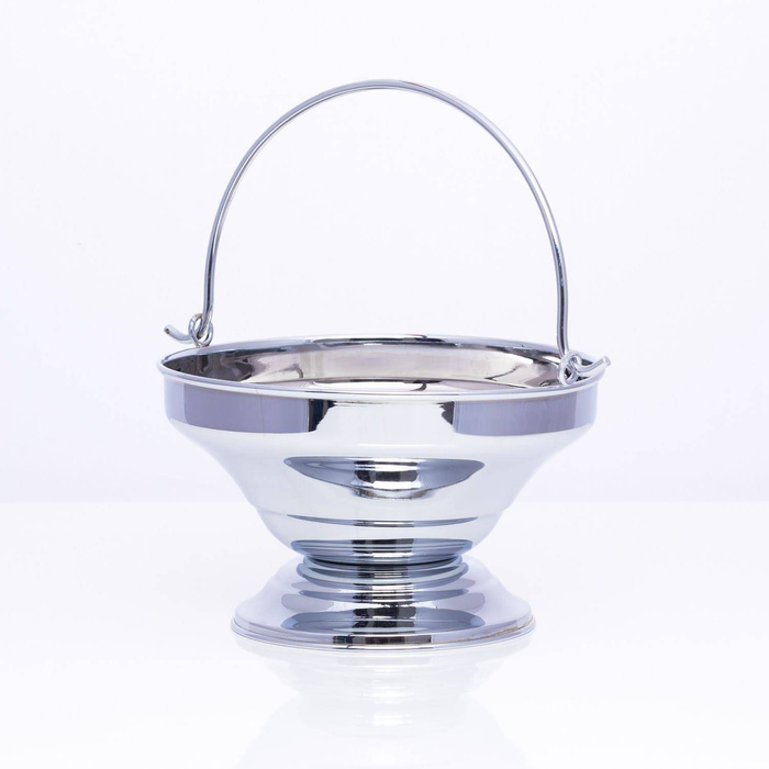 Holy water bowl, chrome-plated