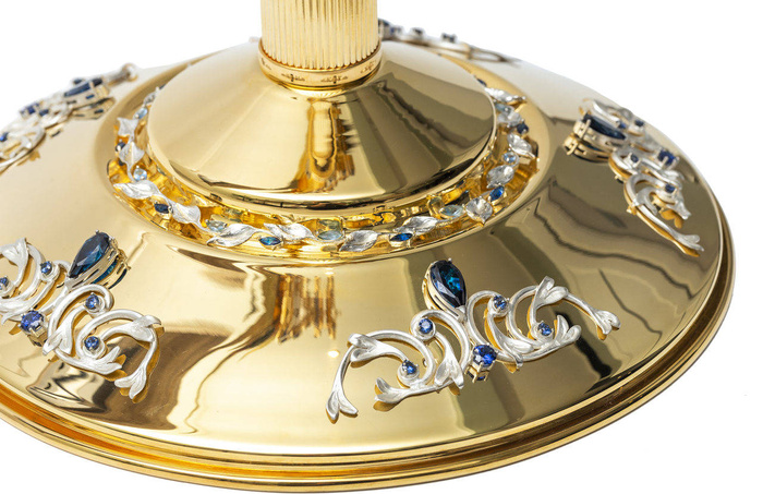 Large monstrance, gilded , decorated with stones with a height of 83 cm