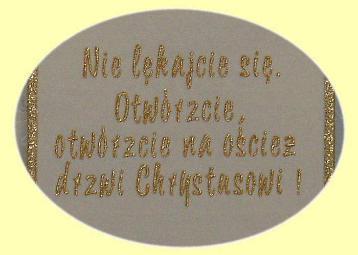 Cream chasuble with an image of John Paul II 