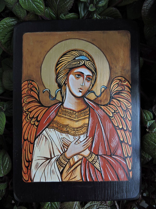 Handwritten Guardian Angel Icon 20 x 30 cm