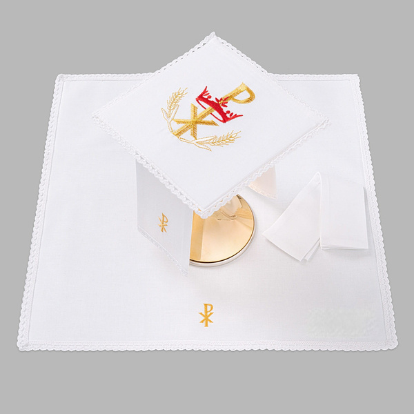 Oltárny kalich plátno zdobené čipkou PX koruna