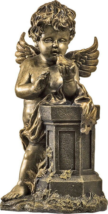 Angel standing by a column with a dove on his hand - figure (52 cm)