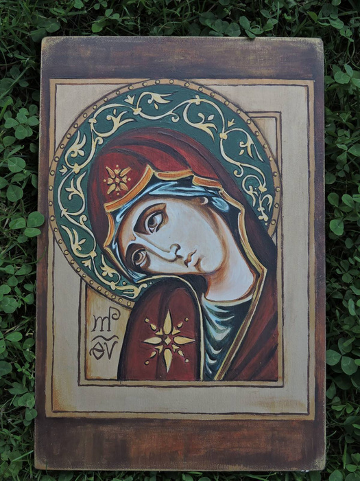 Handwritten icon of Mary 20 x 30 cm