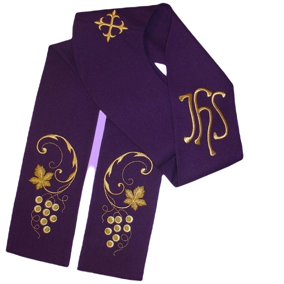 Concelebration stole, purple, embroidered