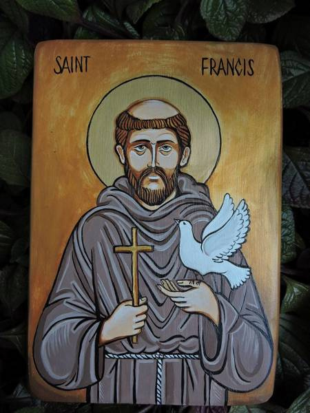 Handwritten icon Saint Francis 16 x 23 cm