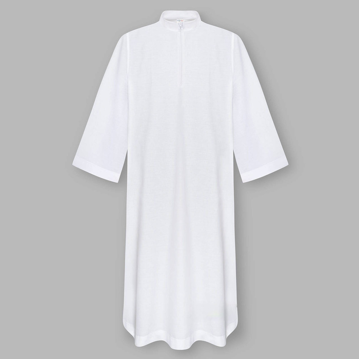 Airy elan-cotton priest's alb with front zipper closure