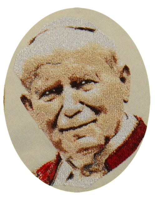 Cream chasuble with an image of John Paul II 