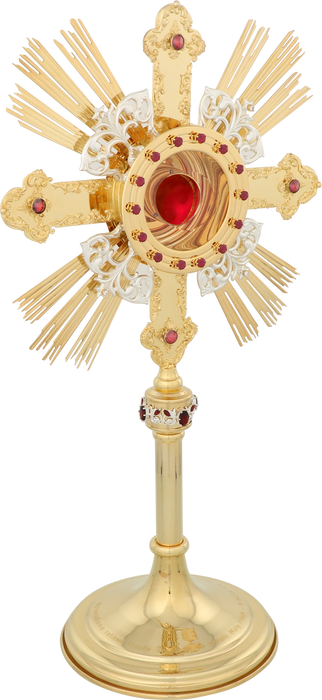 Gilded brass reliquary in the form of a cross with a height of 50 cm