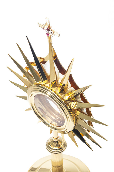 Veľká monštrancia, pozlátená a postriebrená, s melchisedeckom a puzdrom, 73 cm vysoká