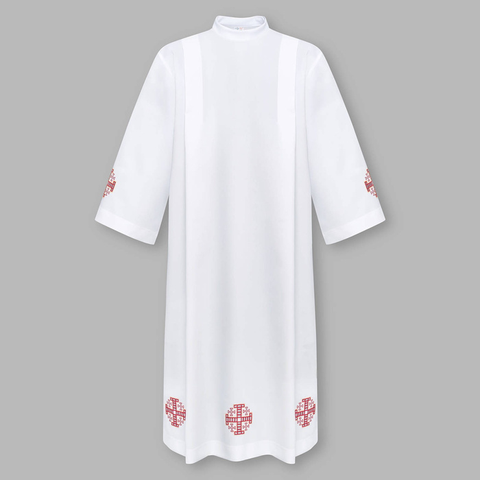  Embroidered priest's robe with cross motif and zipper on shoulder