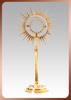 Tall monstrance gilded, silver-plated and decorated with stones with a height of 140 cm