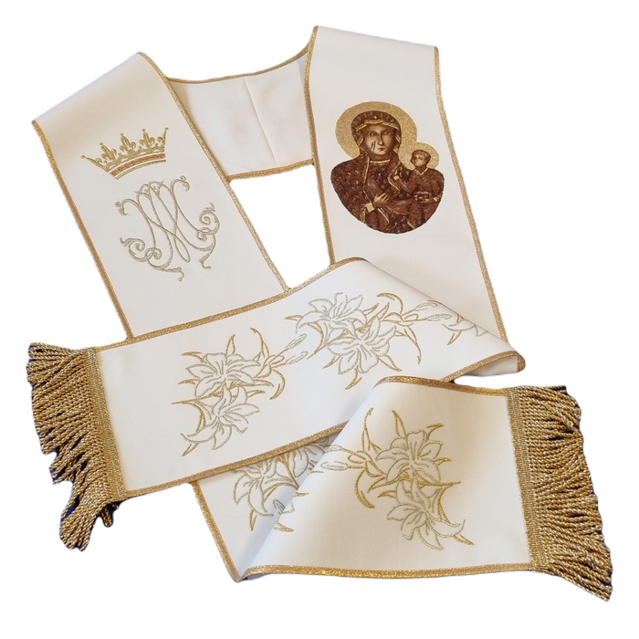 A stole with an image of Our Lady of Czestochowa.