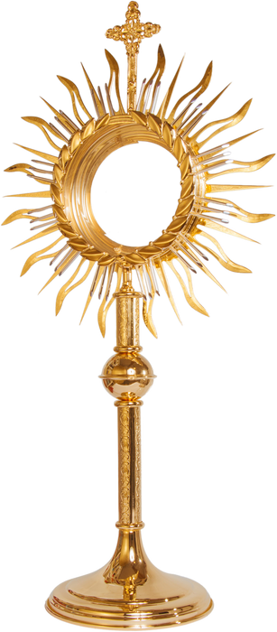 Veľká mosadzná monštrancia, pozlátená, 75 cm vysoká